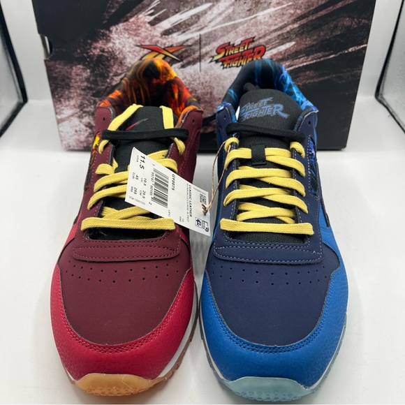 Reebok x Street Fighter Classic Leather Shoes Red Blue GY0075 Mens Size 11.5 NIB - Picture 3 of 15